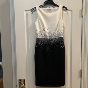 Calvin Klein Black and White Midi Dress